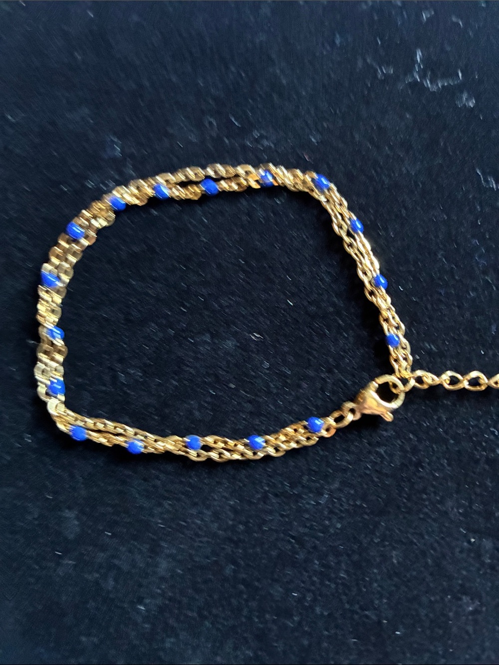 Swarovski Gold Chain Bracelet with Royal Blue Beads
